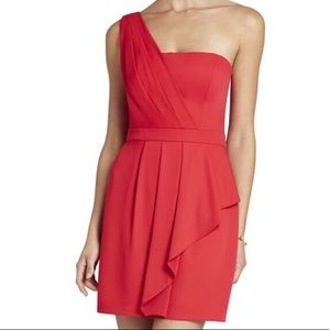 BCBG Vanessa One Shoulder Cascading Ruffle Dress - Size 4 - Like New Condition